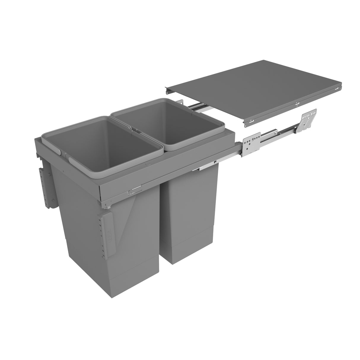 Waste Bin, Under Counter, 48 Litre Capacity (2 x 24L Bins), Suits 400mm Cabinet, Side Mounted Soft Close