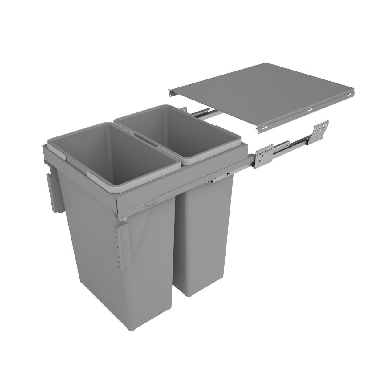 Waste Bin, Under Counter, 70 Litre Capacity (2 x 35L Bins), Suits 450mm Cabinet, Side Mounted Soft Close