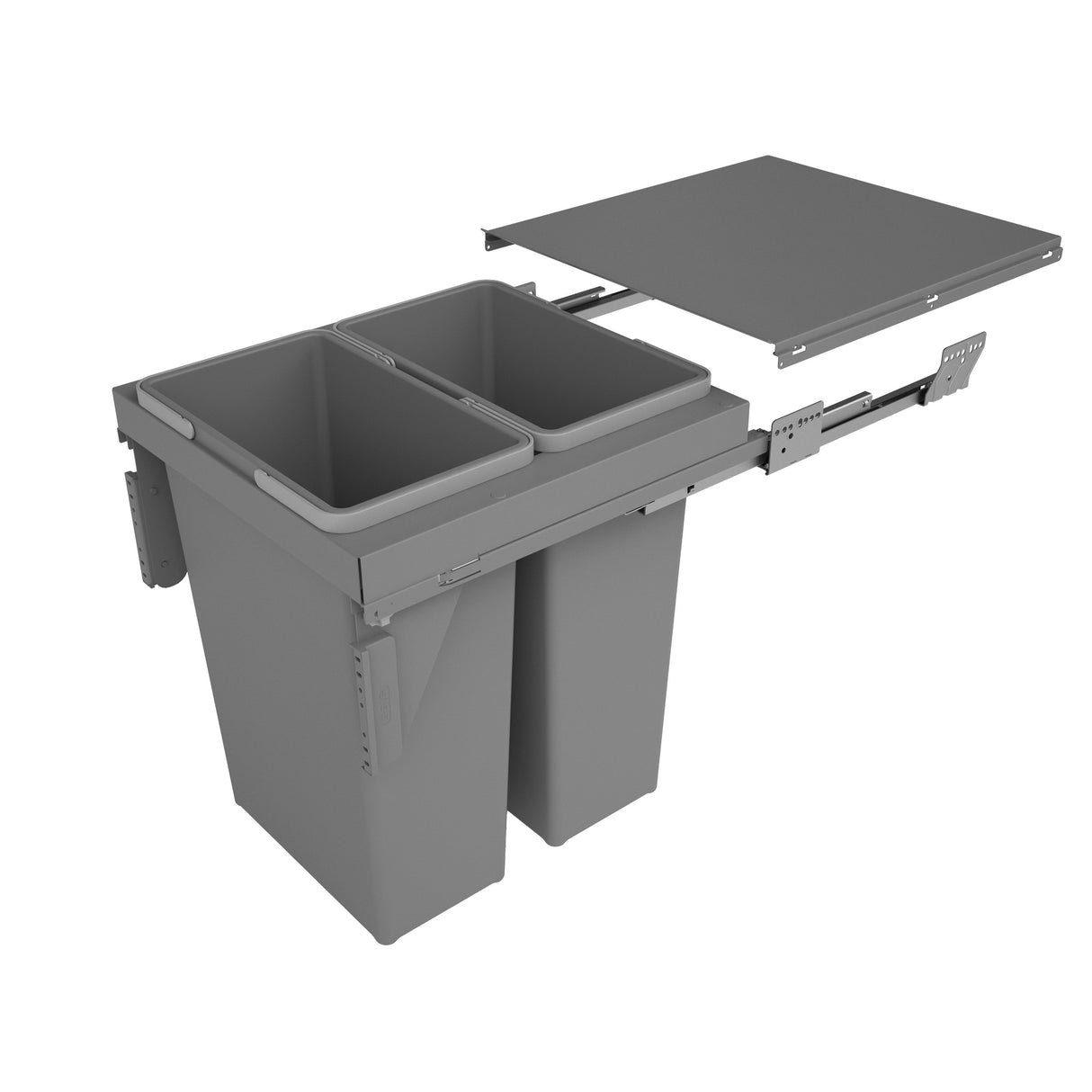 Waste Bin, Under Counter, 70 Litre Capacity (2 x 35L Bins), Suits 500mm Cabinet, Side Mounted Soft Close