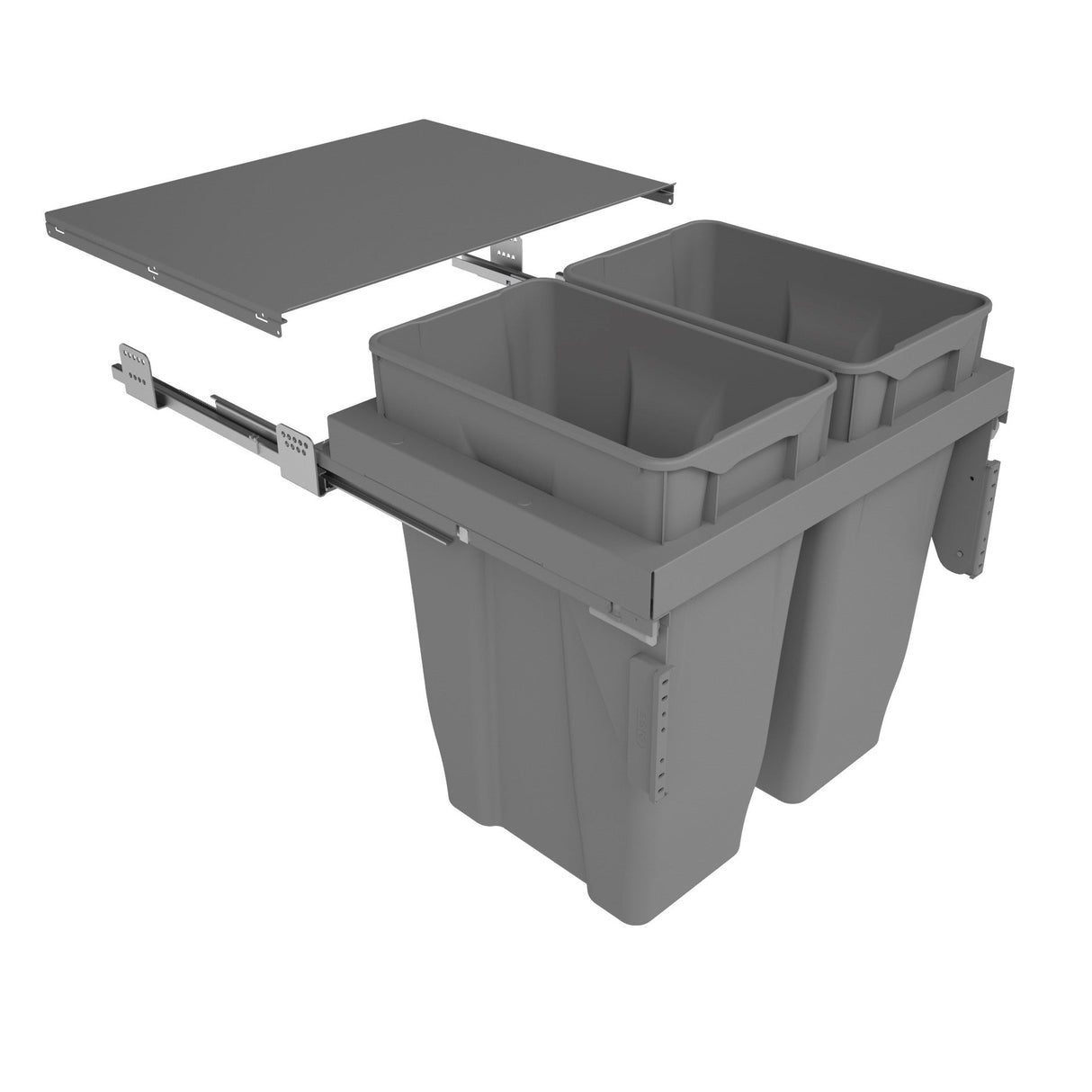 Waste Bin, Under Counter, 70 Litre Capacity (2 x 35L Bins), Suits 600mm Cabinet, Side Mounted Soft Close