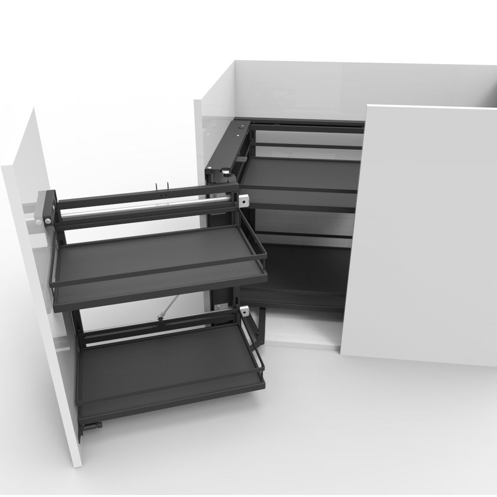 IVIRO, Swing Out Corner Unit, Solid Base Baskets, Universal Fitting, To Suit 900-1000mm Cabinet (450mm Door Minimum)
