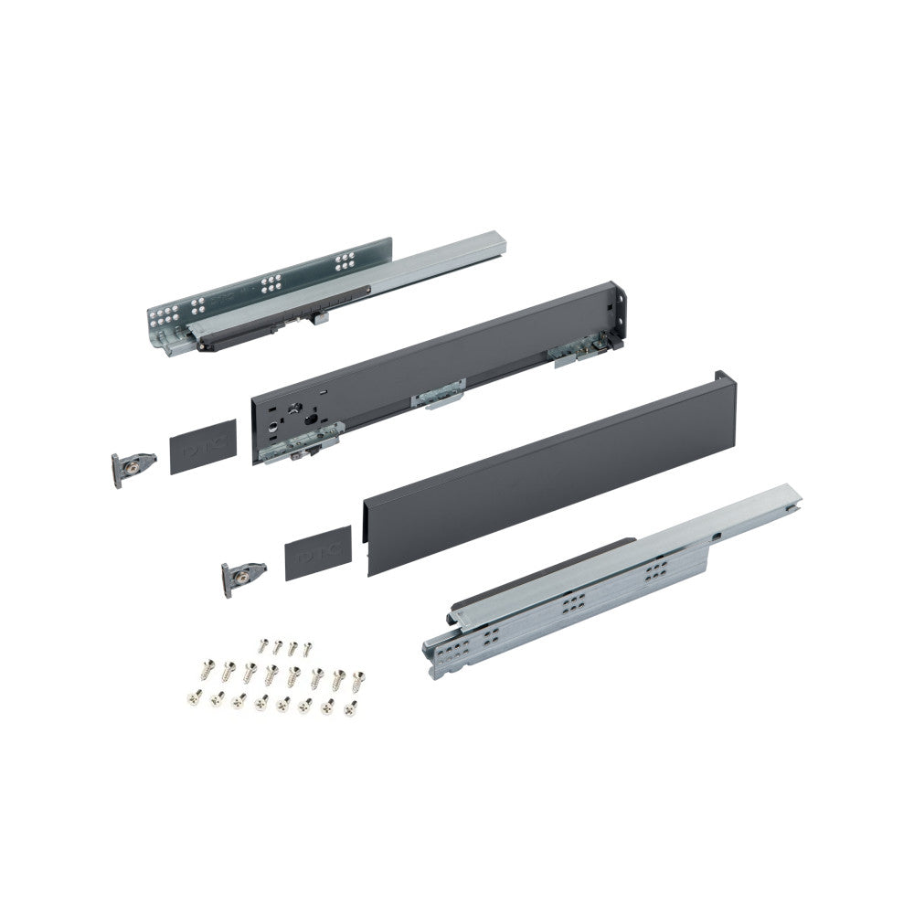 Twin Pro 88mm Shallow Drawer Runner System, Double Wall Drawer Box & Slides