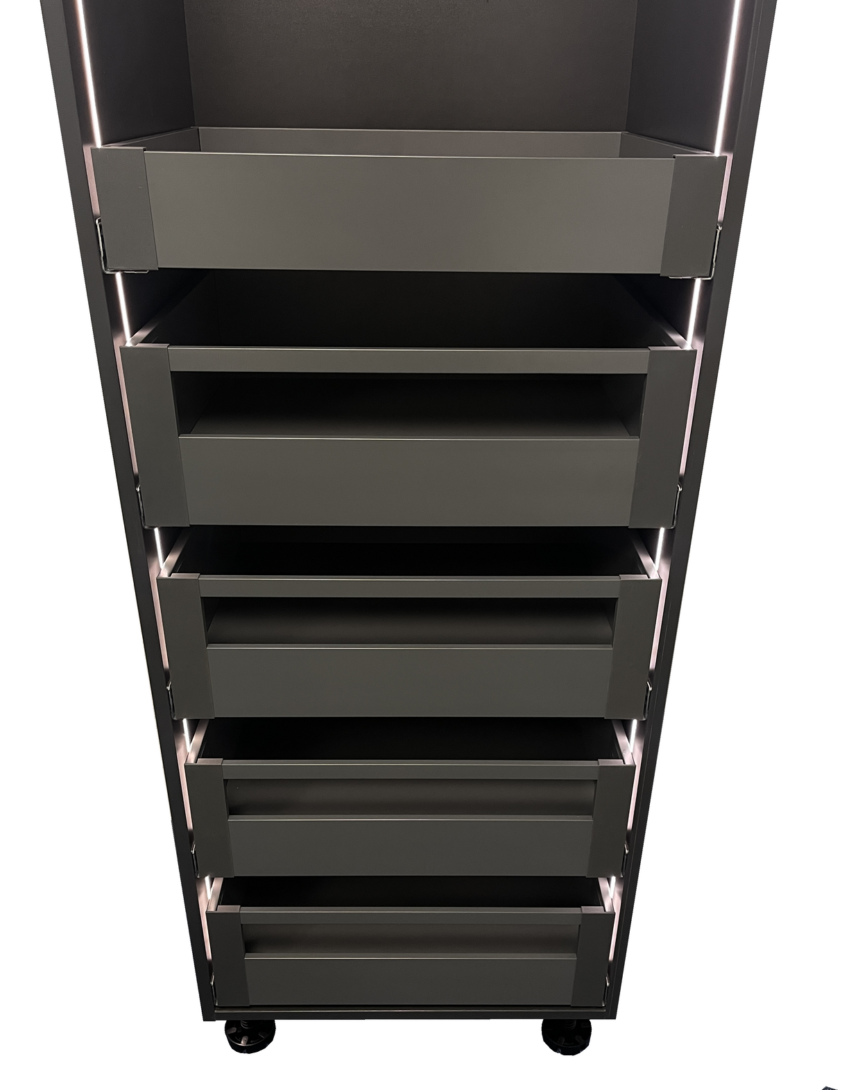 Twin Pro Internal Kitchen Storage Tower, 1 Shallow & 4 Pan Drawer Setup, (W) 300-1000mm
