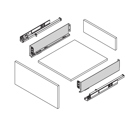 Ultra-Slim 84mm, Soft Close Full Side Drawer Runner System, D270-450mm x H84mm